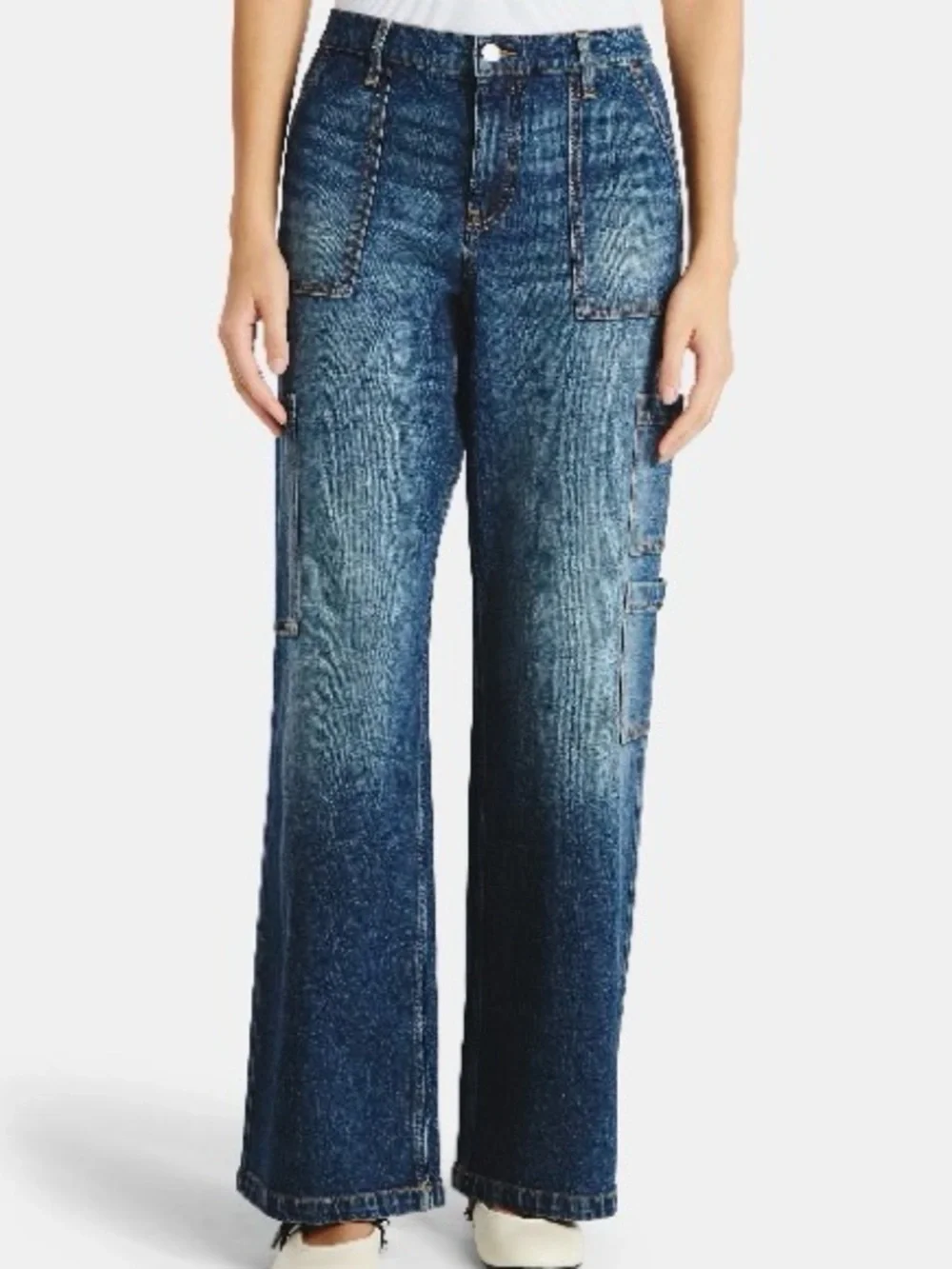 No Boundaries Dark Blue Stretch Denim Wide Leg Jeans - Picture 2 of 12